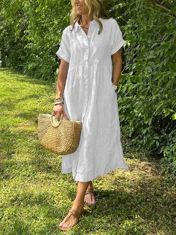 Isavelle – Robe maxi boutonnée en coton
