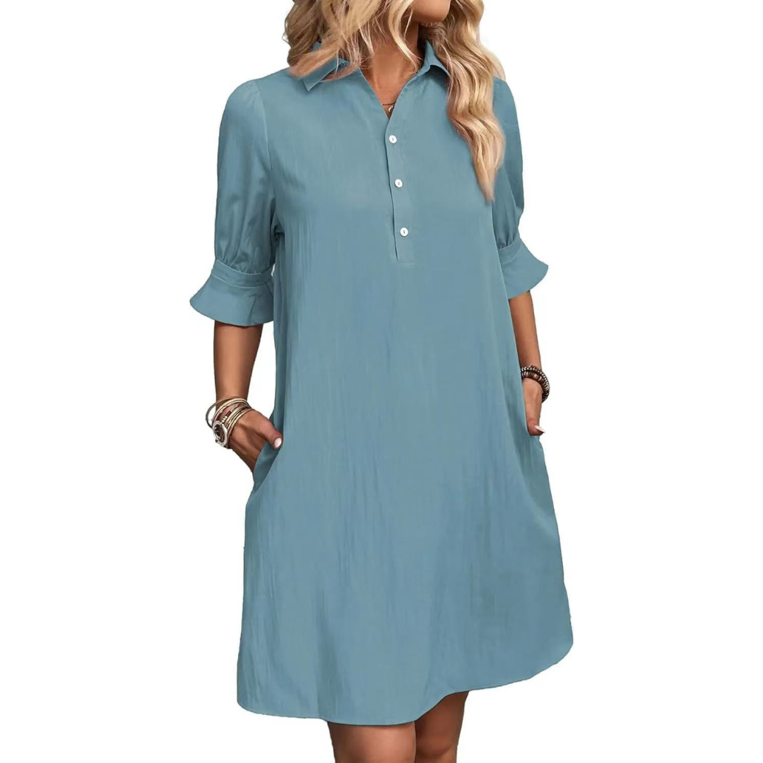 FRANCHESCA™ - Robe Chemise Décontractée à Boutons