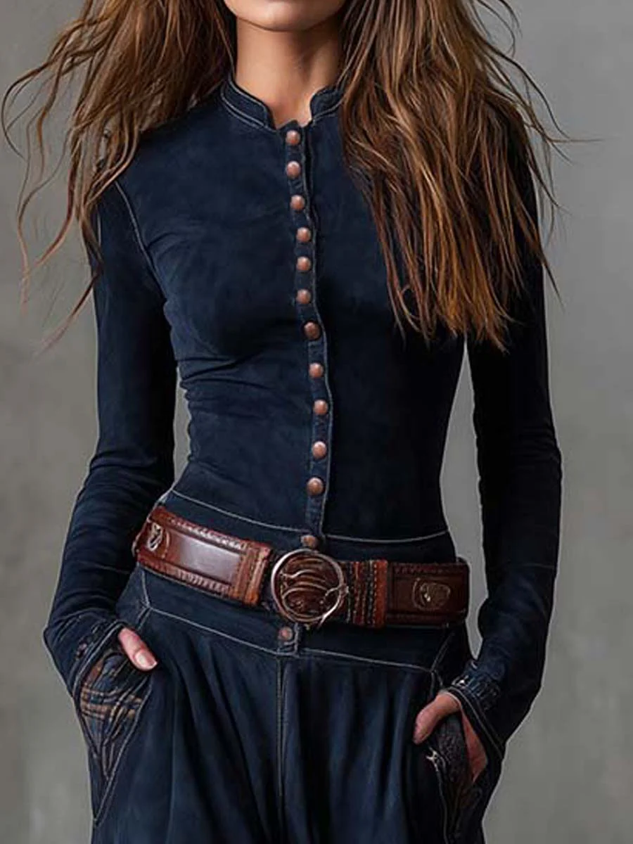 Azucena - Robe maxi en daim avec ceinture