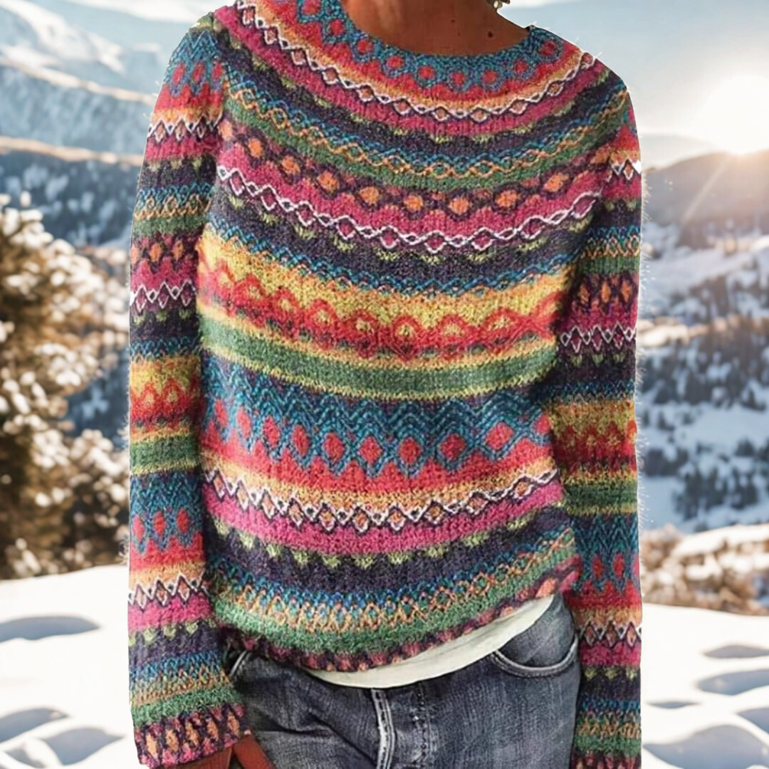 Liv – Pull d'hiver avec motif nordique sur les épaules